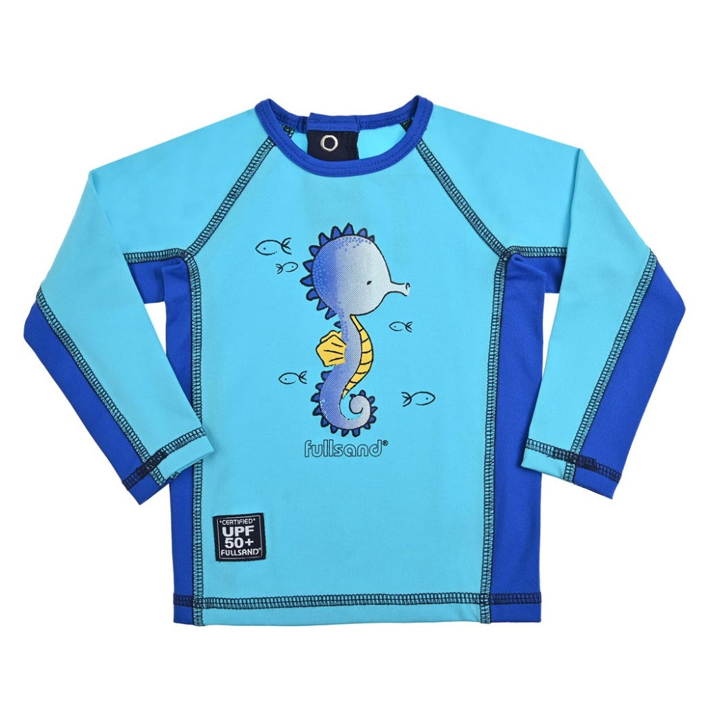 playeras para nadar manga larga bebe niño tipo wetshirt con protección solar certificadas con UPF50+ y recomendada por skin cancer fullsand
