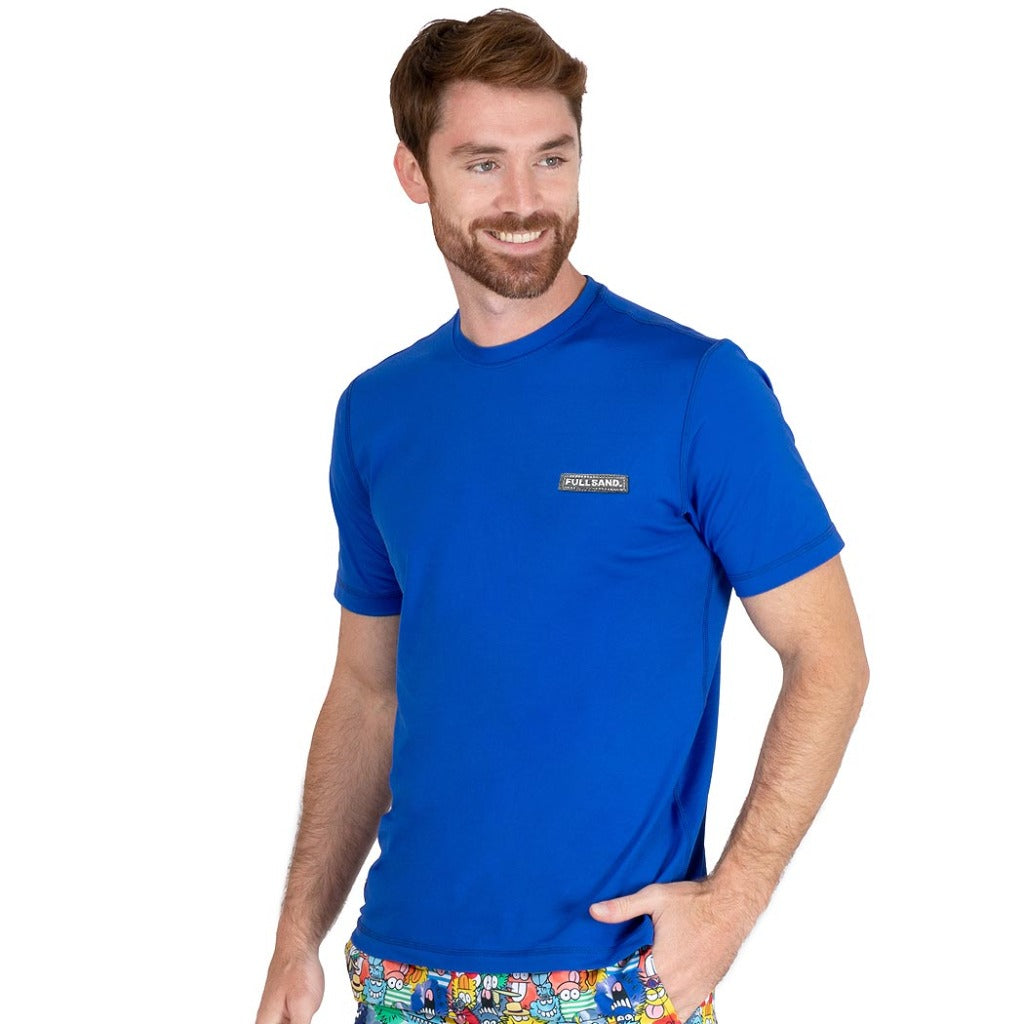 playeras para nadar manga corta hombre tipo tshirt con protección solar certificadas con UPF50+ y recomendada por skin cancer fullsand