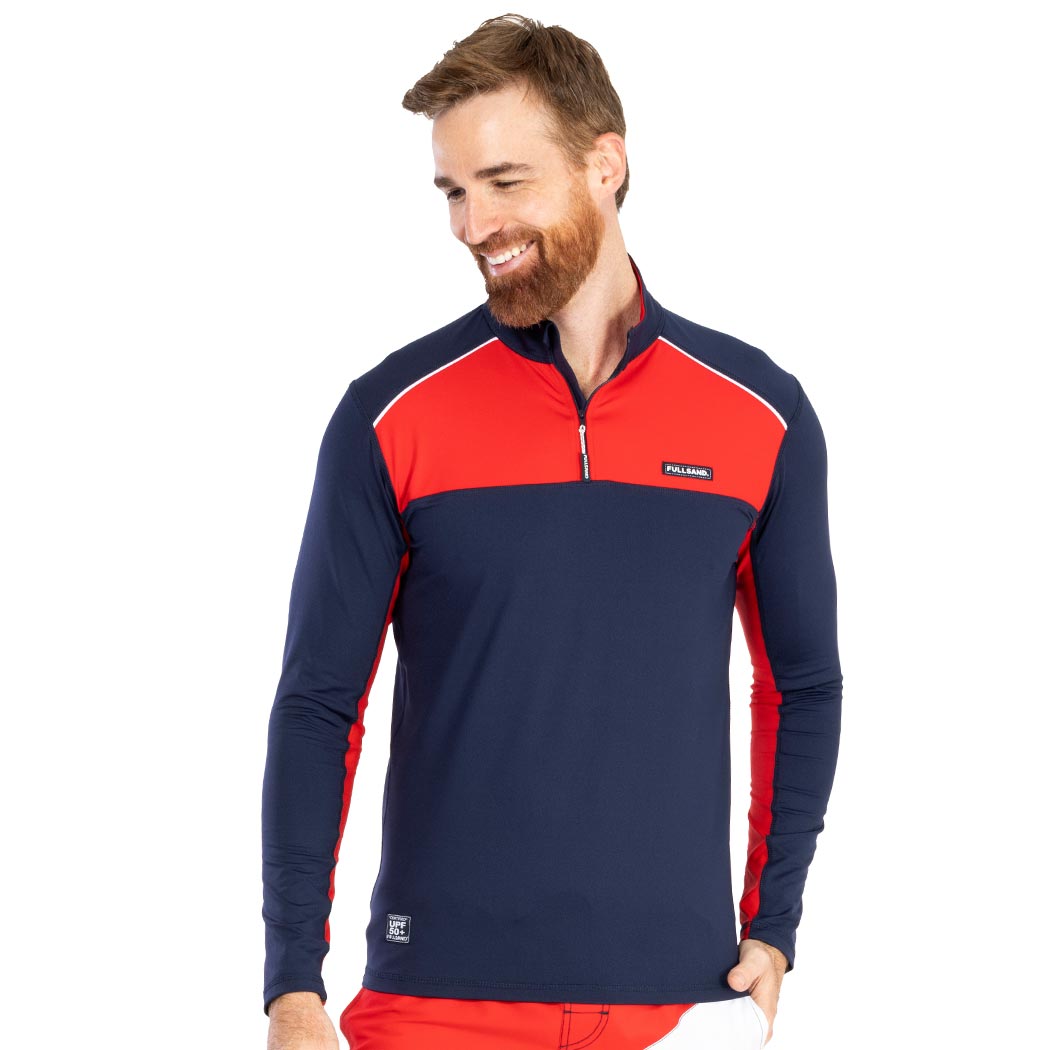 Playera Manga Larga con cierre Hombre Con Protección Solar Certificada Fullsand