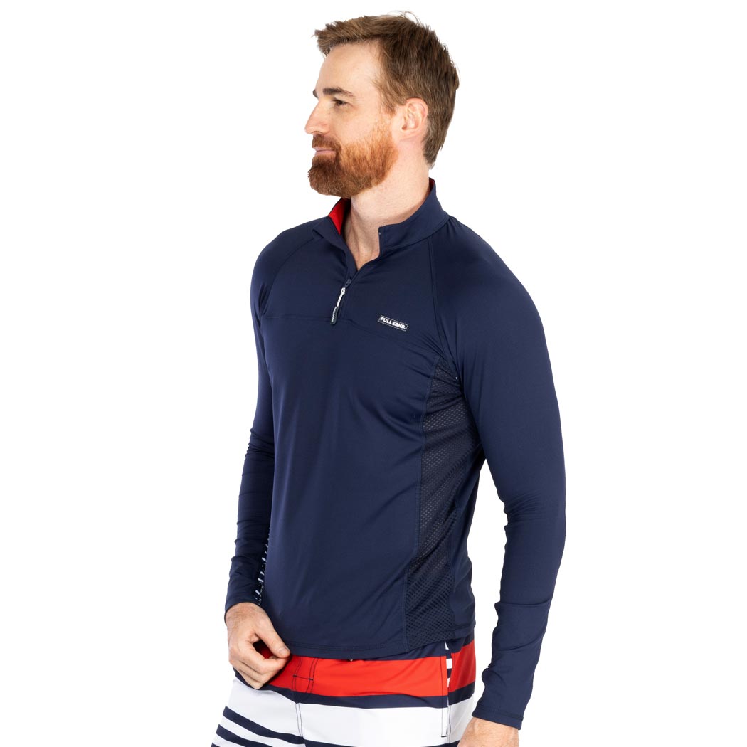 Playera Manga Larga con cierre Hombre Con Protección Solar Certificada Fullsand