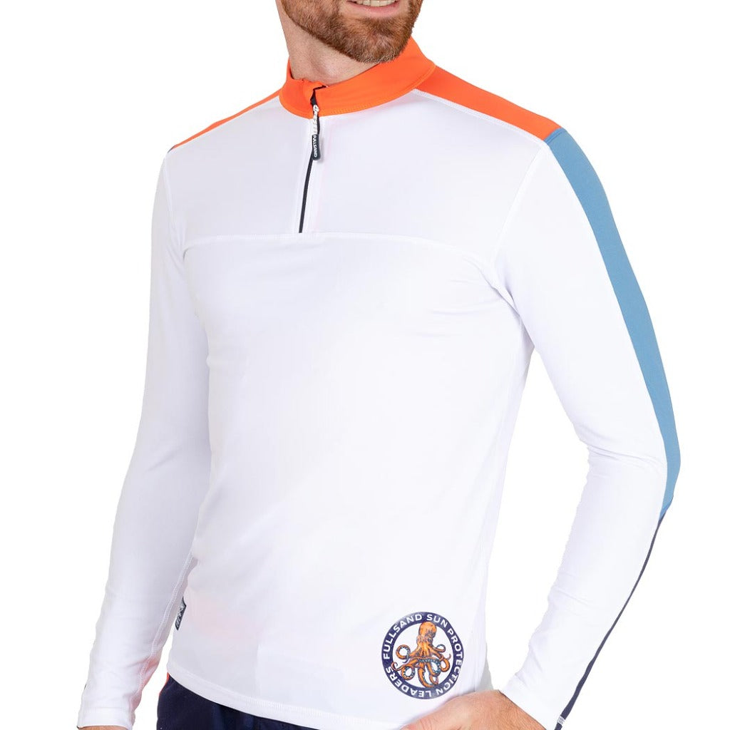 playeras para nadar manga larga hombre tipo wetshirt con protección solar certificadas con UPF50+ y recomendada por skin cancer fullsand