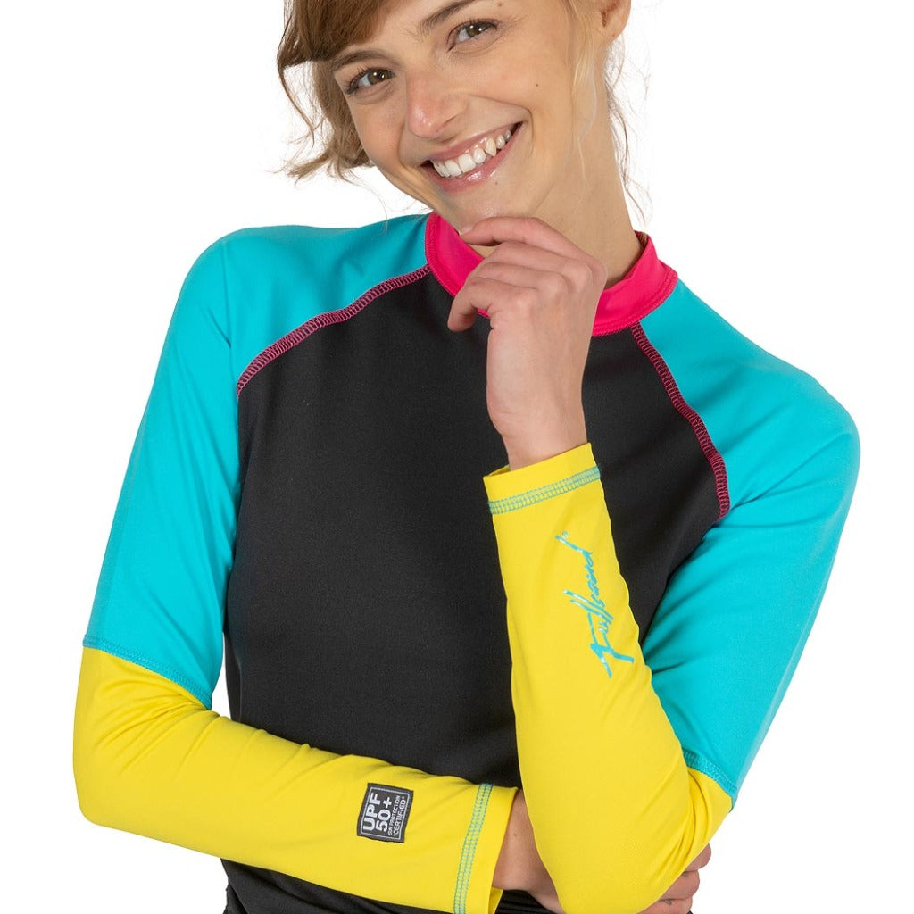 rashguard manga larga para mujer con protección solar para nadatación tecnología UPF50+ wetshirt dama protección uv fullsand 