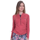 playera rasguard con cierre mujer con protección upf50+ color shedron Fullsand