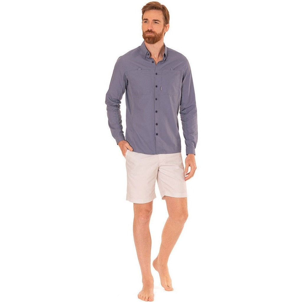 camisa con protector solar manga larga para hombre gris acero fullsand