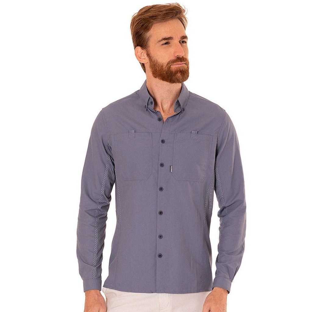 camisas manga larga para el sol de hombre color gris acero fullsand 