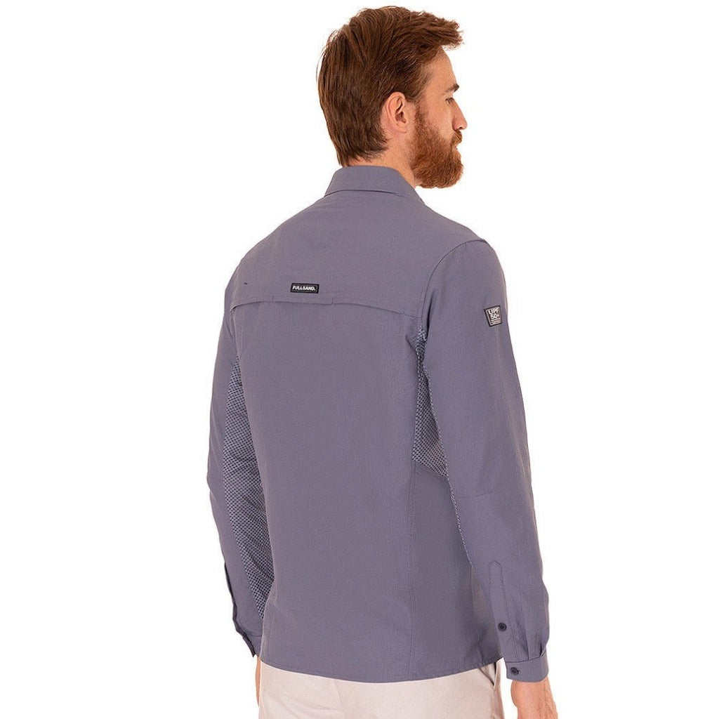 camisa outdoor hombre protectora uv color gris acero fullsand