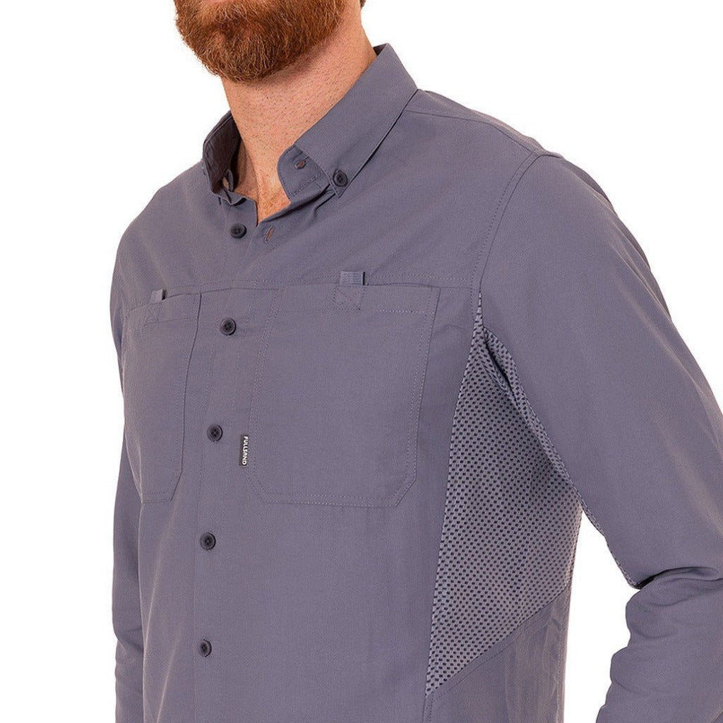 camisa para hombre senderismo upf 50+ color gris fullsand