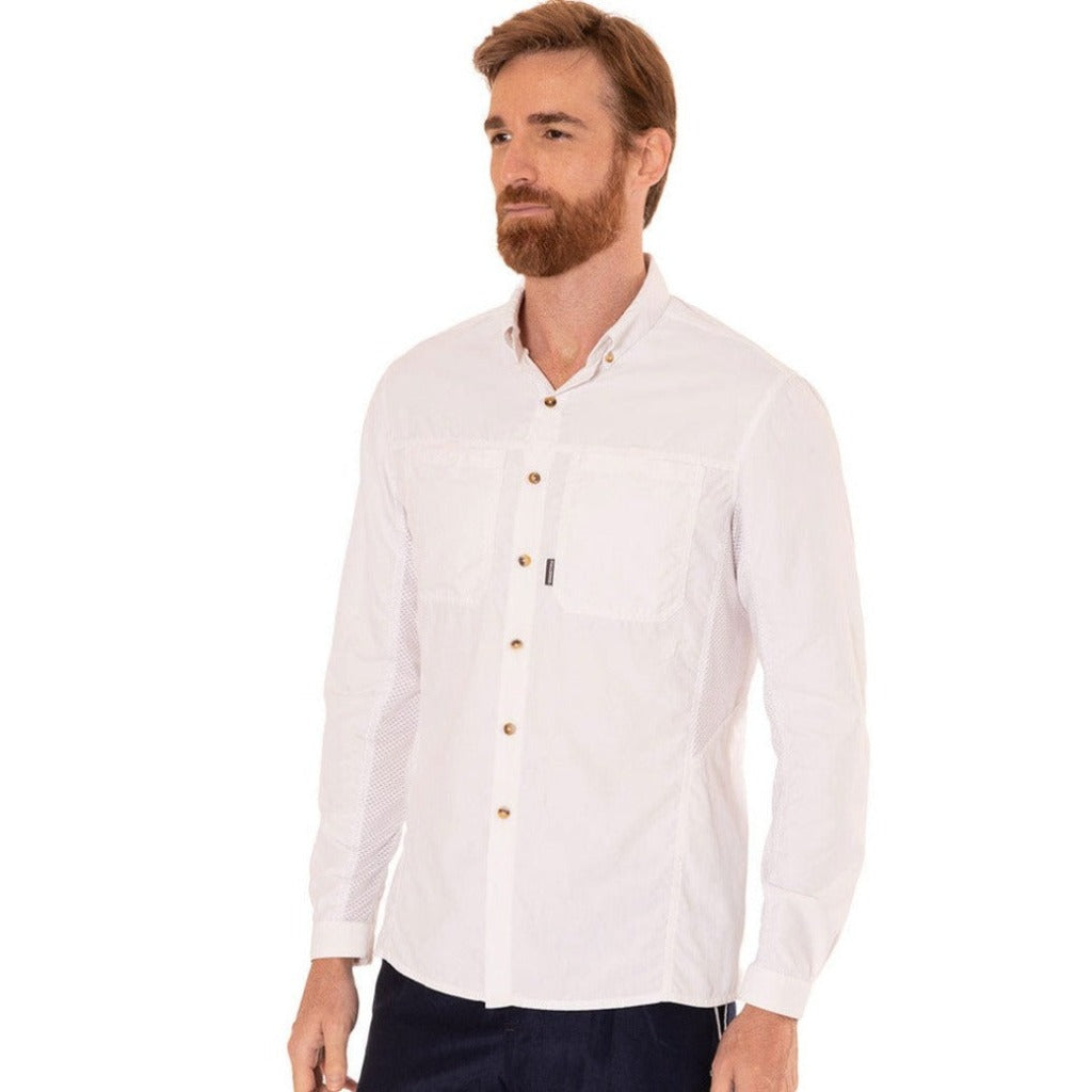 camisa protección solar para hombre manga larga blanco fullsand