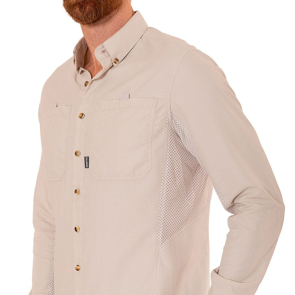 camisa con upf 50+ para hombre manga larga beige fullsand outdoor