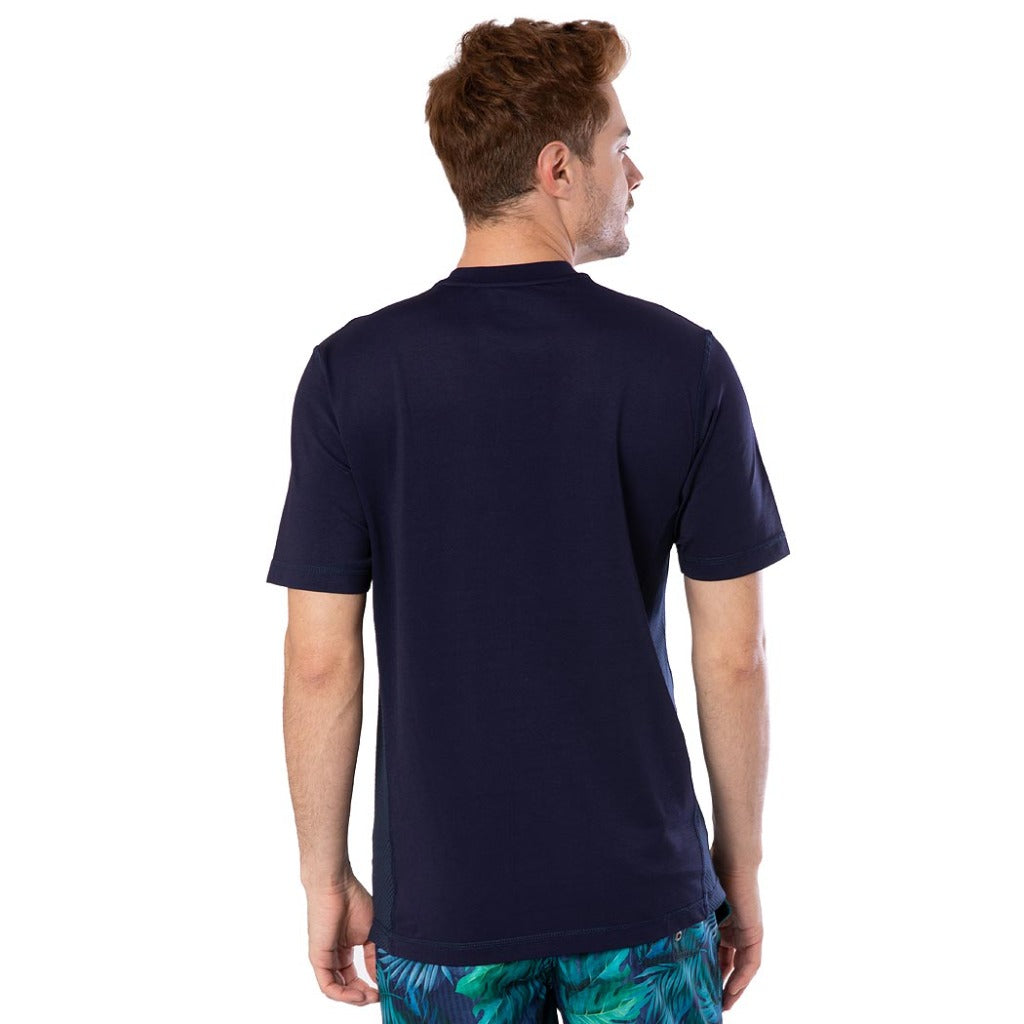 playera protectora para el sol hombre manga corta azul marino fullsand
