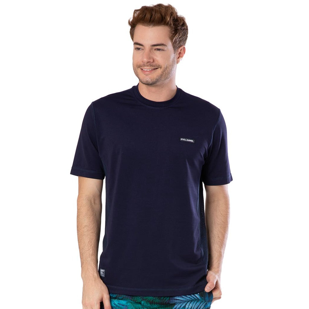 playera anti uv para hombre manga corta azul marino fullsand 