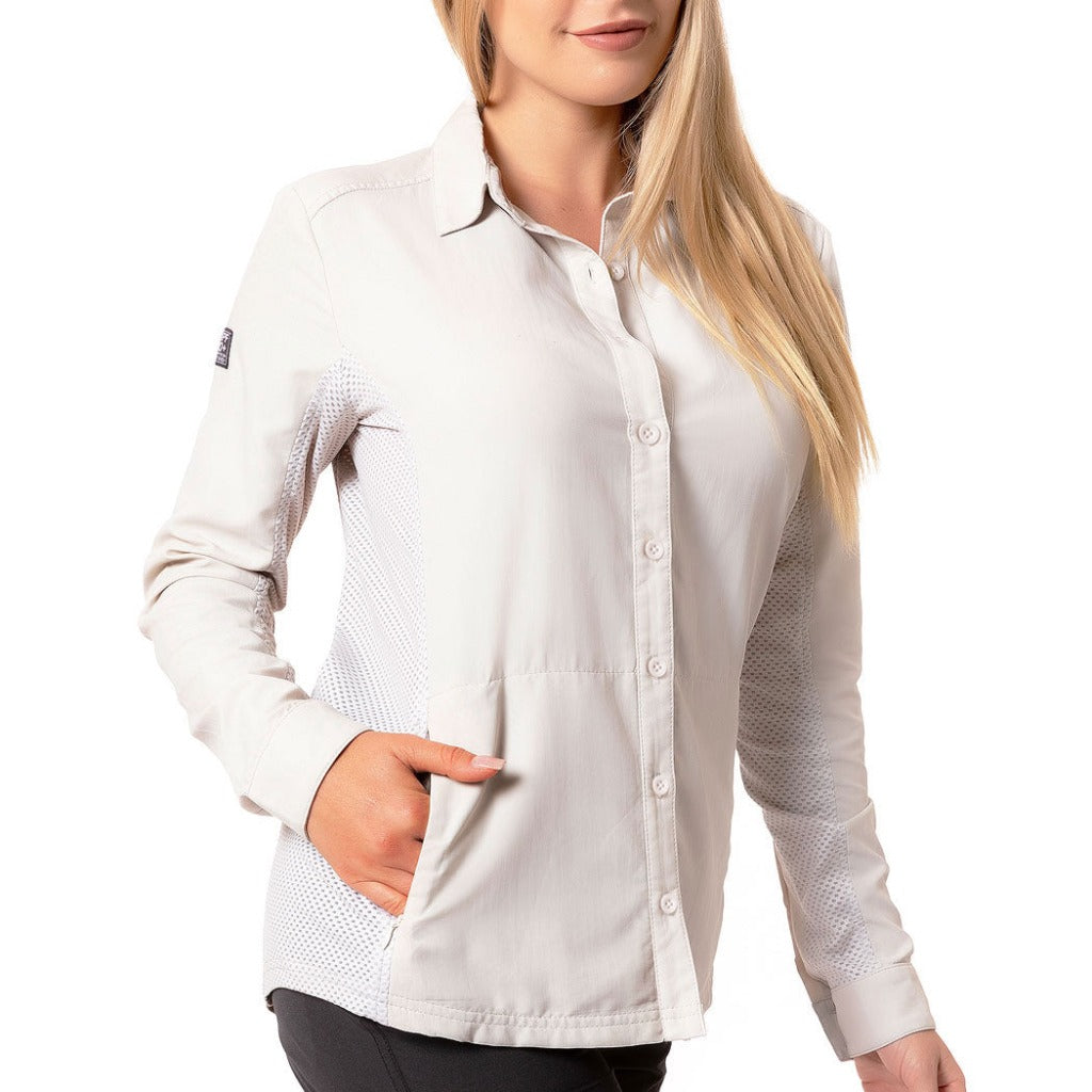 camisa para mujer manga larga con protección solar UPF50+ para senderismos o actividades al aire libre fullsand