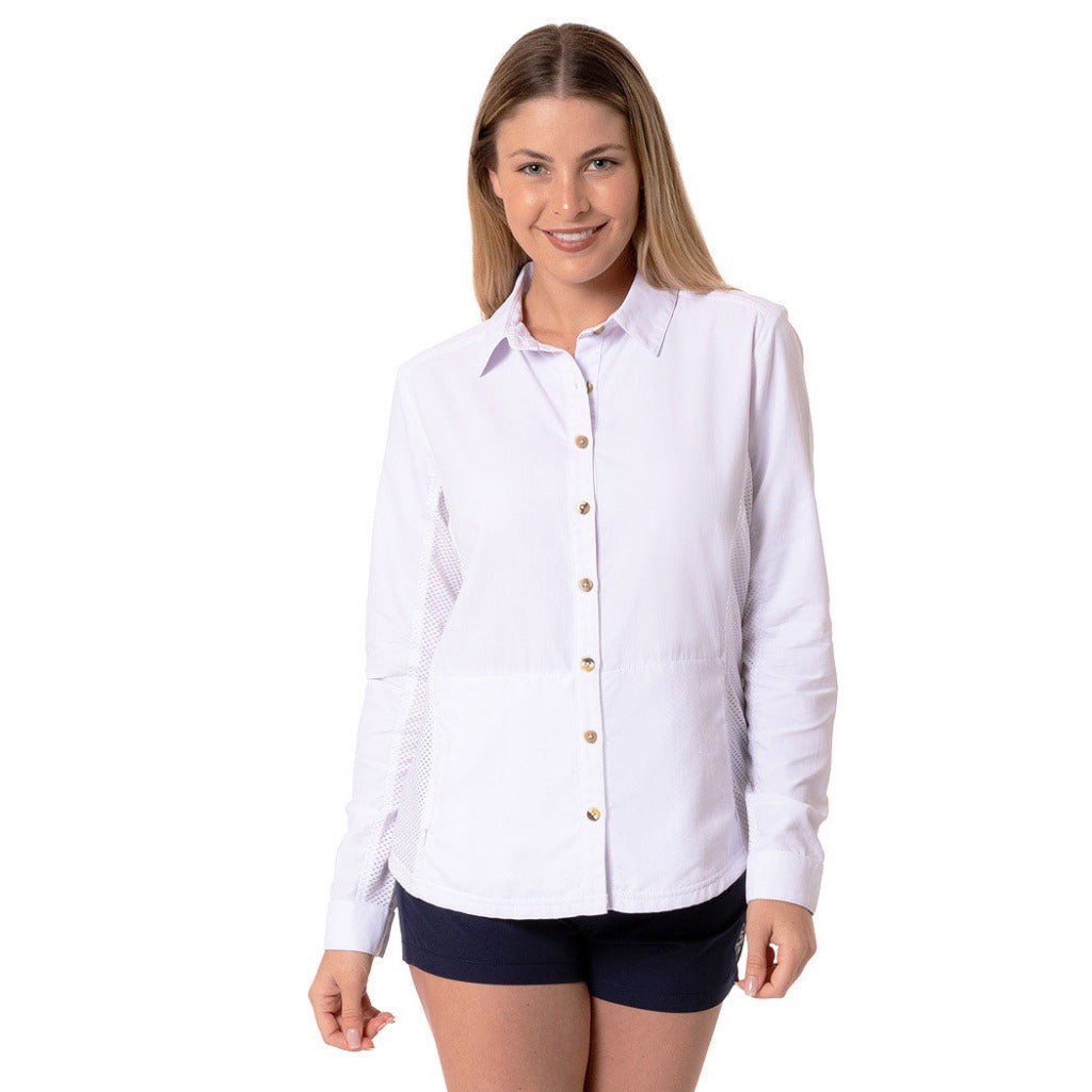 camisa para mujer manga larga con protección solar UPF50+ para senderismos o actividades al aire libre fullsand